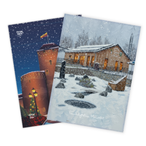 Weihnachtspostkarten mit winterlichen Motiven aus dem Ahrtal.