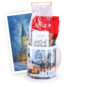 Tassengeschenkset zur Weihnachtszeit mit verschiedenen Ahrtalmotiven.